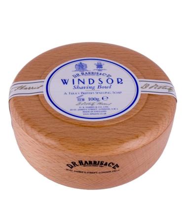 DR Harris & Co Beech Wooden Shaving Bowl with Windsor Shaving Soap
