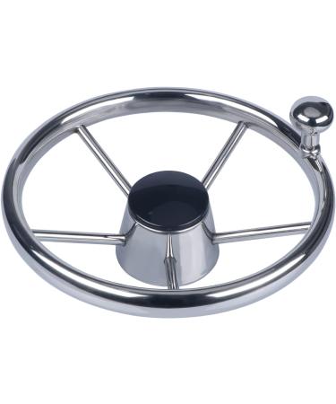 11 inch Marine Stainless Steel Boat Steering Wheel with Adapter - 5 Spoke 25 Degree Destroyer Style for Boats, Yachts, Pontoon Boats - Buy Online on GoSupps.com