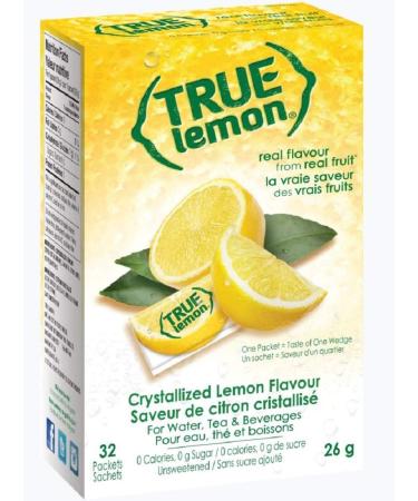 True Lemon - Crystallized Lemon For Water Tea - Single-Serve Packets - Water Enhancer - 32-count