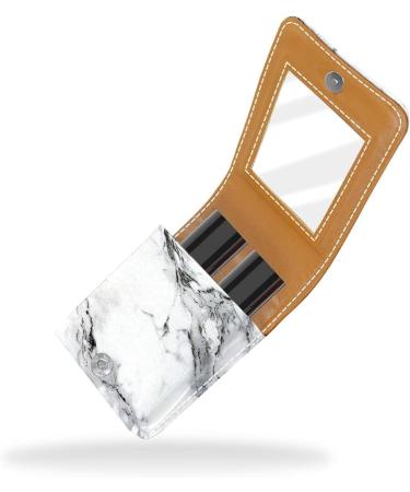 Travel Lipstick Organizer Case | Portable Makeup Bag with Mirror | Classic White Marbling - L736j9ddnu - Buy Online on GoSupps.com