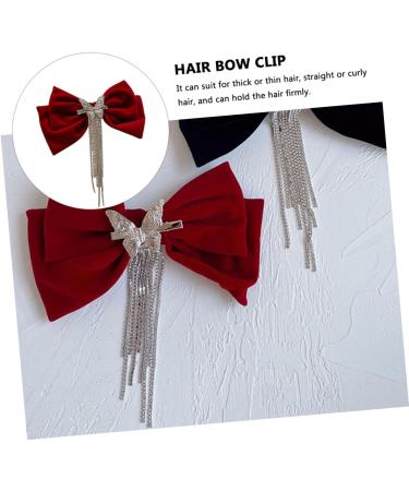 FRCOLOR Tassel Hair Clip Hair Bow Clips Bowknot Hair Clip Crystal Bow Hair Clip Tassel Hair Accessories Grosgrain Women Hair Accessories Bow Hair Barrette Headgear Miss Big Bow Rhinestones - Buy Online on GoSupps.com