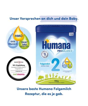 Humana Probalance Follow-Up Milk 2 (4 x 750g) - Ideal Baby Food After 6 Months - International Shipping Available - Buy Online on GoSupps.com