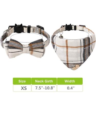 Faleela Breakaway Cat Collar with Bells - 2 Pack | Beige Bow + Bandana | Adjustable for Cats & Small Dogs - Buy Online on GoSupps.com