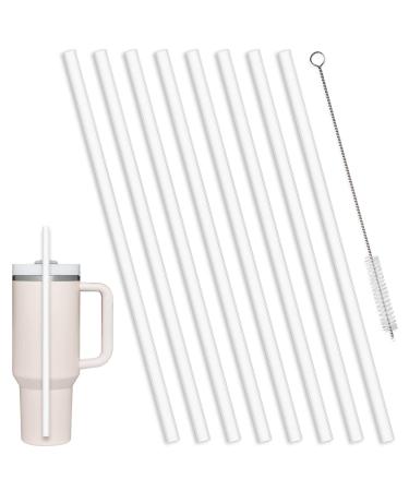 8 Pack Replacement Straws Compatible with Stanley 40/30/20/14 oz Cup Tumbler Reusable Plastic Straws with Cleaning Brush Compatible with Stanley Adventure Travel Tumbler(12.5inch Long) 8-pack