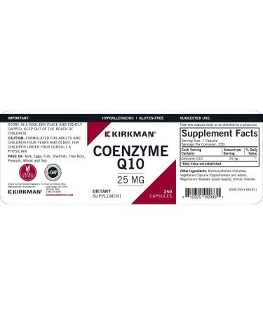 Kirkman Coenzyme Q10 25 mg - 250 Capsules | Premium Antioxidant Supplement for Heart Health | Buy Internationally - Buy Online on GoSupps.com
