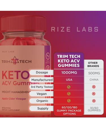 Trim Tech Keto ACV Gummies - Advanced Weight Loss Supplement with Apple Cider Vinegar for Belly Fat - 60 Gummies - Buy Online on GoSupps.com