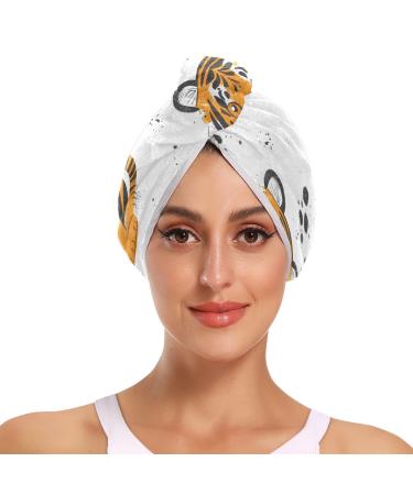 Clever Tigers Hair Towel 2 Pack Super Absorbent Hair Drying Towel Quick Dry Hair Turbans Head Towel with Button Twisty Wrap for Women Girls