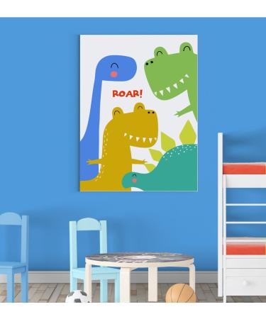 Stukk Dinosaurs Roar Family Scandinavian Animal Nursery Wall Decor Art Poster Print - A3 (297 x 420mm) white