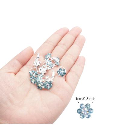 Yission 20Pcs Mini Rhinestone Flower Hair Clips - Blue Hair Pins for Women and Girls | Wedding & Bridal Hair Accessories - Buy Online on GoSupps.com