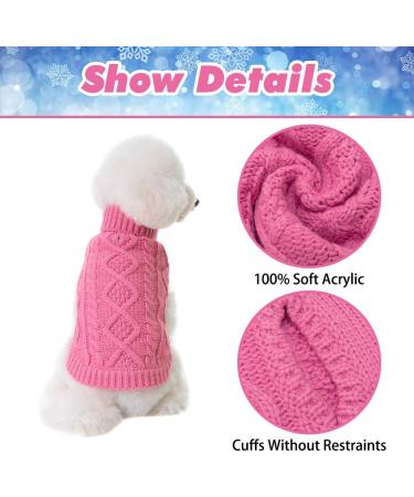 Bingpet X-Small Dog Knitting Sweater with Turtleneck - Classic Braid Design Warm Autumn & Winter Coat for Dogs & Cats - Stylish Pet Outfit in Rose - Buy Online on GoSupps.com