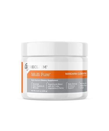 Reclaim Multi Pure Mandarin Clementine Immune Support Vitamin C Vitamin B Complex Probiotic Superfood Powder Calcium Magnesium Oxide (30 Servings) (Mandarin Clementine)