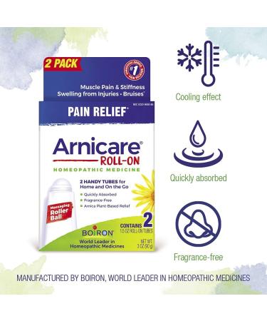 Boiron Arnicare Roll-On Pain Relief | 2 Tubes x 1.5 oz | Fast-Acting Relief - Buy Online on GoSupps.com