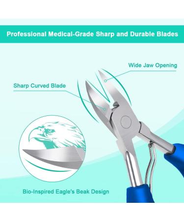 URAQT Toenail Clippers - Precision Nail Cutter for Thick Nails - Stainless Steel Heavy Duty Clippers for Ingrown Thick Toenails - Blue - Buy Online on GoSupps.com