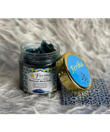 Buy FERIHA Moroccan Black Soap - 100% Natural Artisan Beldi Soap | Indigo & Sahara Nila | International Shipping - Buy Online on GoSupps.com