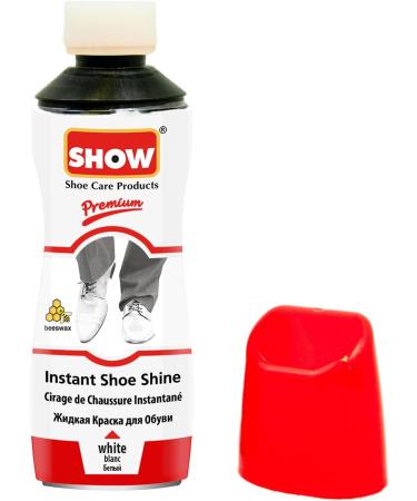 SHOW Instant Leather Shoe Shine Liquid for Shoe Boots Bags- Unisex 75ml Bottle with Sponge for Instant Leather Colour Nourish and Condition - Leather Care Products White - Buy Online on GoSupps.com