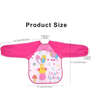 Baogaier Waterproof Baby Bibs with Long Sleeves - 4 Pack | Easy Clean, Ideal for Weaning and Feeding | Cute Animal Designs - Rabbit, Strawberry, Giraffe, Ladybug (Pink) - Buy Online on GoSupps.com