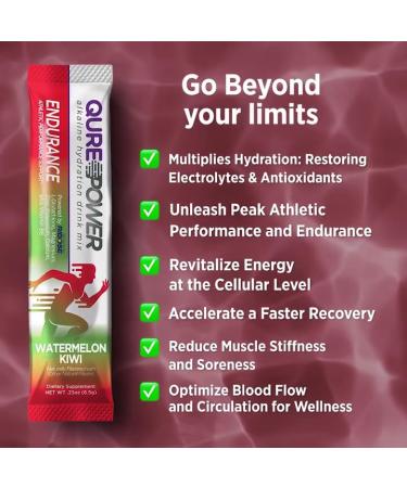QURE Power Endurance: Alkaline Hydration Mix for Energy & Endurance | Watermelon Kiwi Flavor | 15 Easy Open Sticks | International Shipping Available - Buy Online on GoSupps.com
