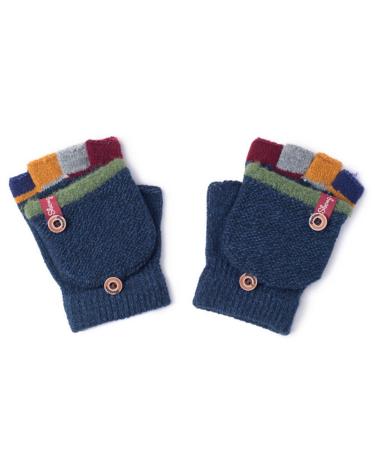Autumn and Winter Baby Warm Gloves Child Knitted Mittens 3-6 years old Dark Blue