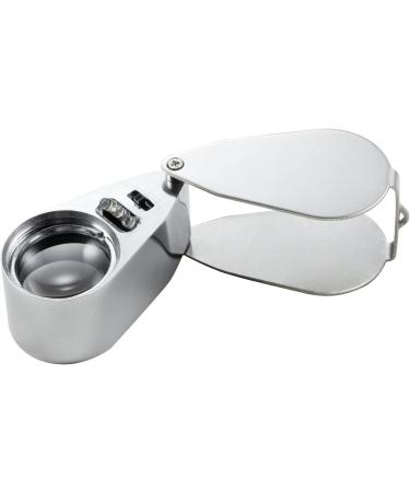 MSLAN 40X Full Metal Illuminated Jewelers Magnifier - Pocket Folding Magnifying Glass with LED Light for Currency Detecting and Jewelry Identifying - Buy Online on GoSupps.com