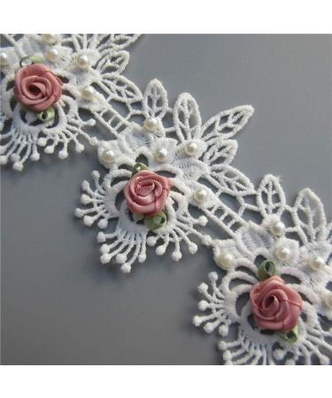 Vintage Cotton Eyelash Pearl Flowers Lace Trim Fabric - DIY Sewing Supplies for Costume & Hat Decoration - Buy Online on GoSupps.com