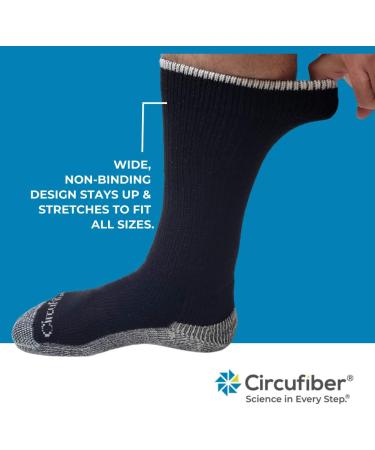 Circufiber Diabetic Socks - Improves Circulation, Reduces Swelling & Pain - Comfortable Loose Fit - Non-Binding Wide Crew - 3 Pairs, Black, X-Large - Buy Online on GoSupps.com