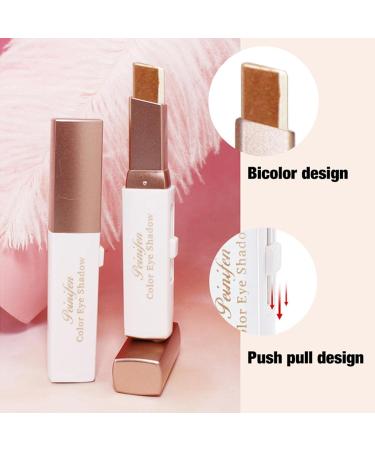 Eye Shadow Stick - 6 Colors Gradient Bicolor Eyeshadow Brightener Matte Finish Shimmer Waterproof Eyeshadow Pencil for Women Girls Eyes Makeup | Long Lasting Creamy Portable Brown Pink Natural Z/c 06#rose Gold - Buy Online on GoSupps.com