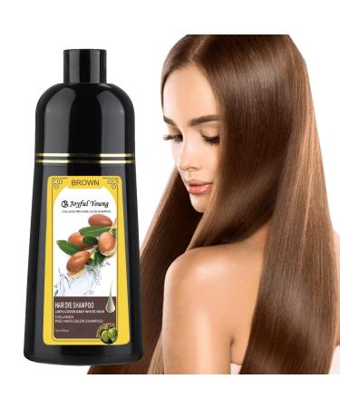 Joyful Young Natural Hair Dye Shampoo - Hair Color for Gray Hair Coverage - Medium Brown Hair Dye - Black Hair Coloring Shampoo for Women - Long True Lasting Color Shampoo Beard Dye for Men - Colors Hair in Minutes - Amm...