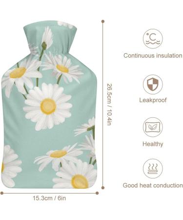 White Flowers Hot Water Bottle with Plush Cover - Hand Warmer for Adults & Children | 26.5x15.3cm - Ideal for Comfort & Warmth - Buy Online on GoSupps.com