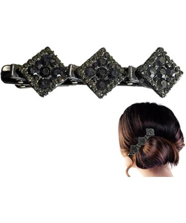 Satin Fabric Hair Chopped Hairpin Duckbill Clip Braided Hair Clip with Rhinestones Multi Clip Hair Barrette Triple Hair Clips with Rhinestones for Sectioning Rhinestone Hair Clip Green - Buy Online on GoSupps.com
