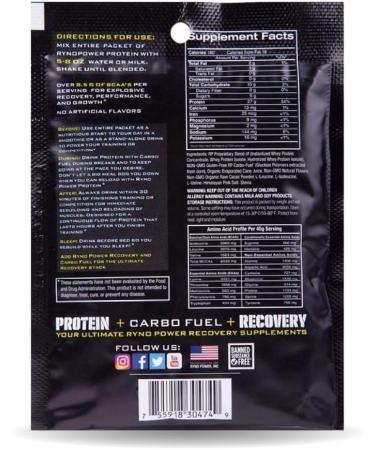 Buy Ryno Power All Natural Whey Protein Singles Caddy - 12 Servings - 100% Whey Protein Blend Non-GMO Chocolate - No Fillers - International Shipping Available - Buy Online on GoSupps.com