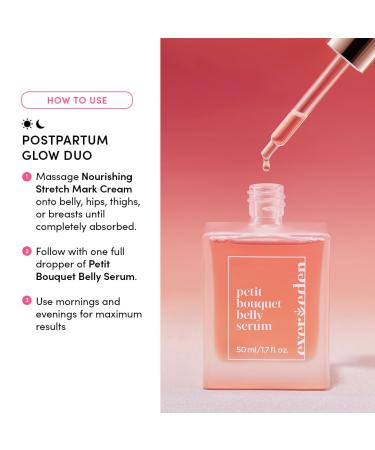 Evereden Postpartum Glow Duo - Petit Bouquet Belly Oil & Nourishing Stretch Mark Cream - Dermatologist-Developed Clean & Vegan Maternity Skincare Postpartum Gifts for New Mom - Stretch Mark Reduction - Buy Online on GoSupps.com
