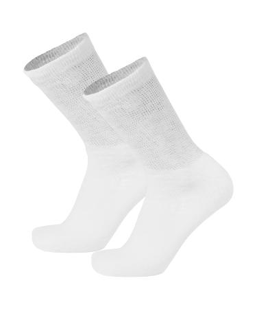 Truform Premiere Diabetic Socks for Men & Women - Medical Crew Length Mid Calf Height White Large - Comfortable & Supportive - Buy Online on GoSupps.com