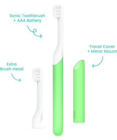 Buy Quip Sonic Toothbrush for Kids - Glow in the Dark Green Extra Brush Head Travel Cover Soft Bristles 3-Month Battery Life - Ships Worldwide - Buy Online on GoSupps.com