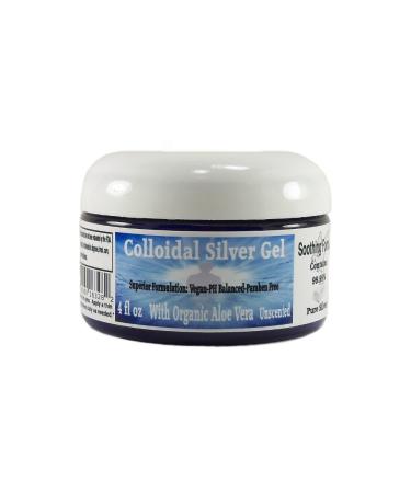Superior Colloidal Silver Gel Big 4 oz. Jar Made with Organic Aloe Vera, 100 PPM 99.99 % Pure Silver, & Simple Safe Ingredients