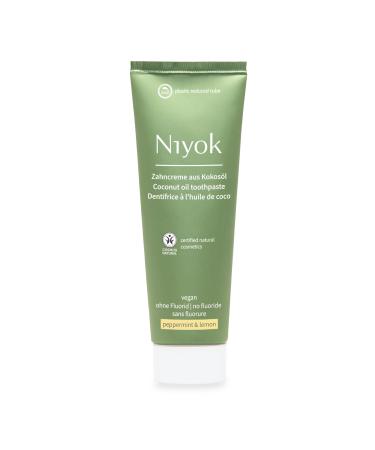 Natural Cosmetics Fluoride Free Natural Coconut Oil Toothpaste Peppermint and Lemon Flavor 75 ml Tube