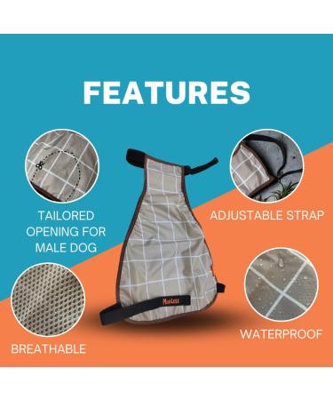 Waterproof Pet Dog Belly Vest Jacket - Grey Grid Medium | Lightweight & Breathable Cover for Rain, Snow, and Mud - Buy Online on GoSupps.com