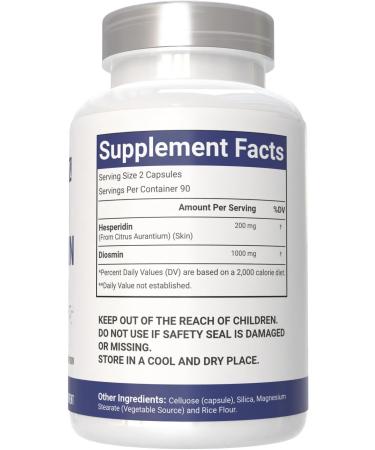 VitaCosmoX Diosmin Hesperidin 1200 mg Complex 180 Capsules Citrus Bioflavonoids Rich Fruit Extract 100% Vegetarian Non-GMO & Gluten Free Diosmin Supplement with Max Strength - Buy Online on GoSupps.com