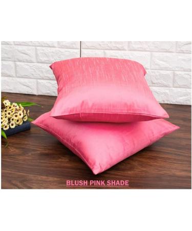Blessfull Healing Plain Solid Art Silk Superlative Blush Pink Cushion Covers- Pack of 2 Blush Pink 18 x 18 Inch / 45 x 45 cm - Buy Online on GoSupps.com