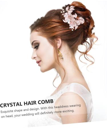 Angoily 1pc Mori Wedding Flower Handmade Comb Wedding Headdress Rhinestone Barrettes Hair Side Comb Rhinestone Bobby Pins Shiny Crystal Hair Combs Pearl Women's Alloy Rhinestones - Buy Online on GoSupps.com