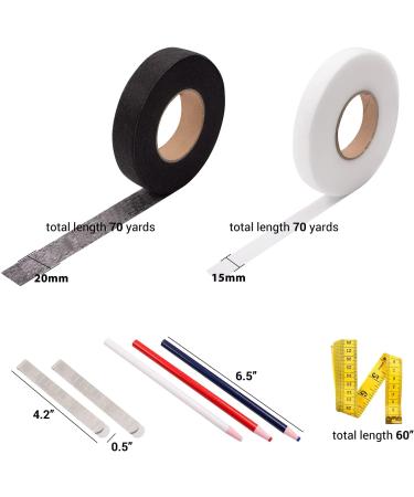 Iron-on Hemming Tape Set with Sewing Clips, Mark Pencil, and Tape Measure - 2 Rolls Fabric Fusing Tape for Garments - Buy Online on GoSupps.com
