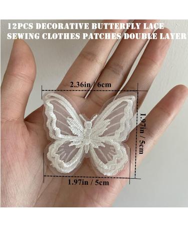 12pcs Double Layer Organza Butterfly Lace Trim for DIY Crafts - White - Buy Online on GoSupps.com