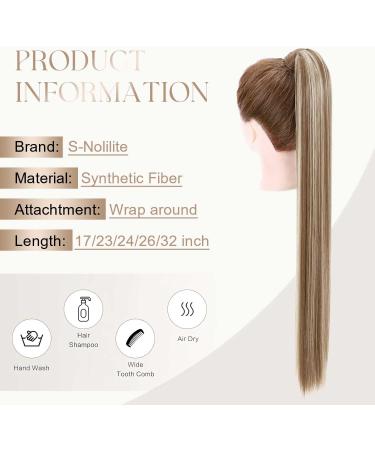 32 inches Super Long Straight Wrap Around Ponytail Hair Extension Clip in Ponytail Hair Extensions Hairpiece for Women Light Brown & Ash Blonde - Buy Online on GoSupps.com
