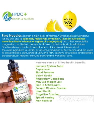 HPDC+ Health & Nutrition Pine Needles Natural Liquid Extract Tincture High in Vitamin C bioflavonoids antioxidants shikimic Acid (30ml / 1.01 fl oz) 1 Fl Oz (Pack of 1) - Buy Online on GoSupps.com