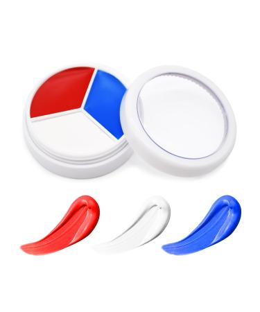 Red White Blue Face Paint - 3 Colors 12g USA American Flag Patriotic Stripe Fan Brush Stick Face and Body Paint for 4th of July Independence Day Halloween Cosplay Makeup Sports Events Party Stuff