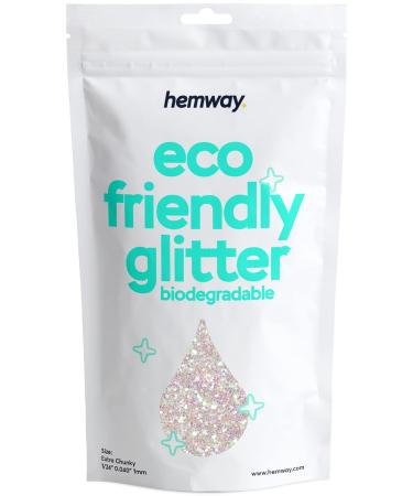 Hemway Eco Friendly Biodegradable Glitter 100g / 3.5oz Bio Cosmetic Safe Sparkle Vegan For Face, Eyeshadow, Body, Hair, Nail And Festival - Extra Chunky (1/24" 0.040" 1mm) - Mother of Pearl Iridescent Extra Chunky (1/24" 0.040" 1mm) Mother of Pearl Irides