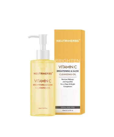 Neutriherbs Makeup Remover Oil Cleanser Vitamin C Cleansing Oil for Long Last and Waterproof Makeup Sunscreen Fit All Skin Type - 3.71 Fl.Oz