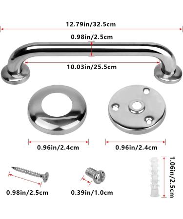 2 Pack Stainless Steel Bathroom Grab Bars - 12 Inch Shower and Bath Handle for Seniors - Buy Online on GoSupps.com