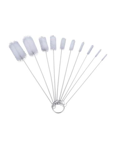 WIFUN 10 PCS Bottle Brushes Small Straw Cleaner Brush Reusable Cleaning Straw Brush Pipe Brush for Cleaning Teapot Bottle Straw White-10pcs