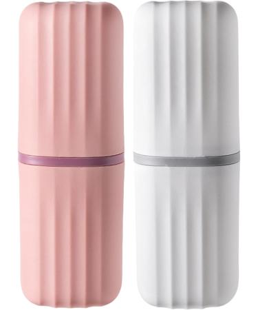 Toothbrush Travel Case 2Pcs - Portable Split Design with Mouthwash Cup | Ideal for Bathroom School & Travel - Buy Online on GoSupps.com
