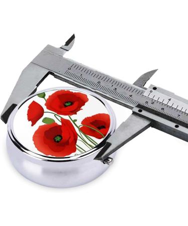 Poppy Flowers Round Pill Box | 3 Compartment Portable Travel Organizer for Vitamins & Medicine - Buy Online on GoSupps.com